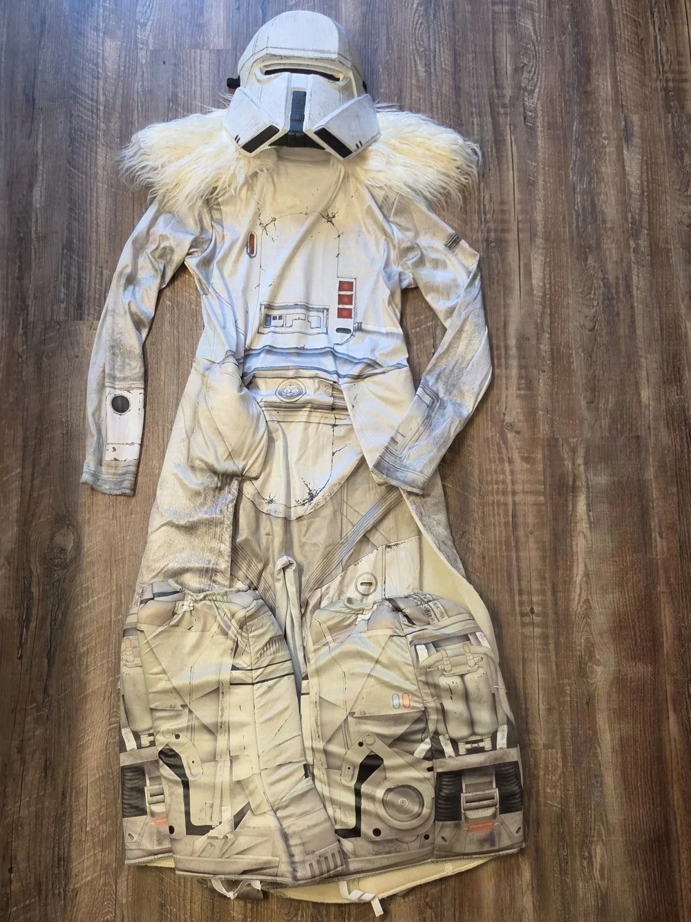 White Snow Trooper Costume Dress with Fur Collar